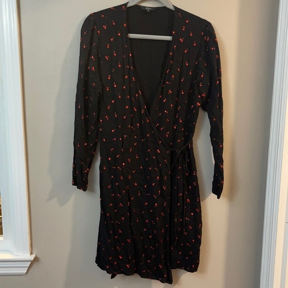 Rails Lola Metallic Cherries Long Sleeve Wrap Dress XS - Picture 4 of 9